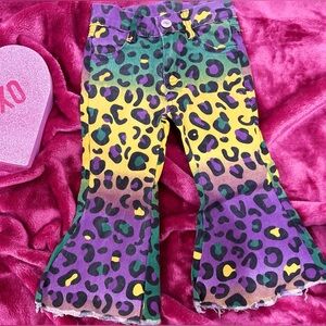 Baby Girl Mardi Gras Leopard Denim Pants